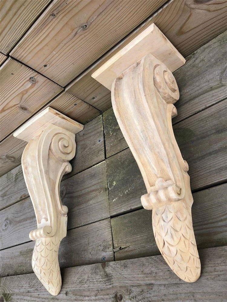 Grote wandconsole-set, gesneden uit koloniaals hout 00 - nr. 1