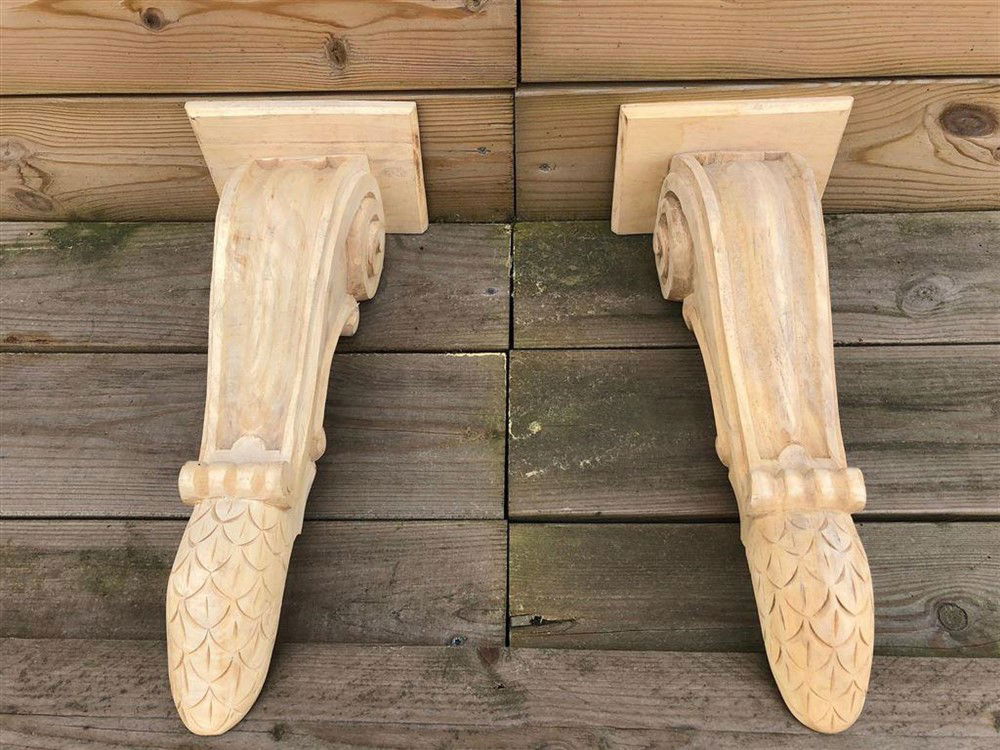 Grote wandconsole-set, gesneden uit koloniaals hout 00 - Afbeelding 3