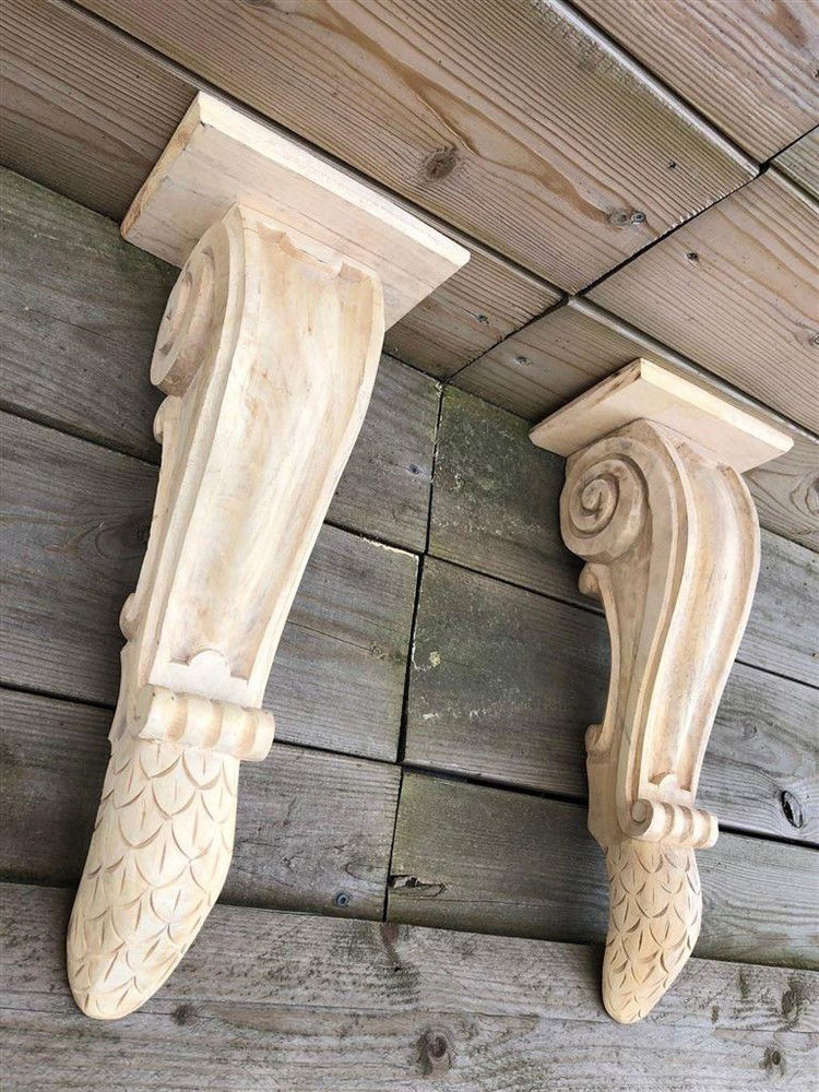 Grote wandconsole-set, gesneden uit koloniaals hout 00 - Afbeelding 5