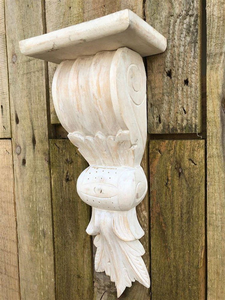 Wandconsole, gesneden uit koloniaals hout, er fraai! - Afbeelding 2