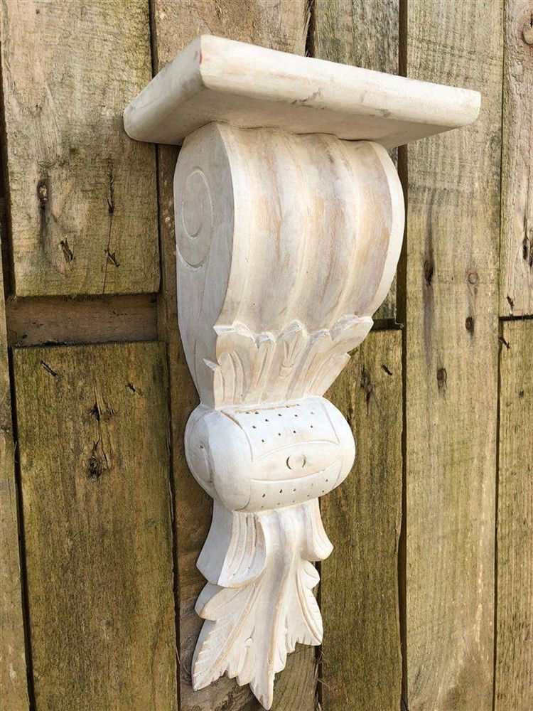 Wandconsole, gesneden uit koloniaals hout, er fraai! - Afbeelding 3