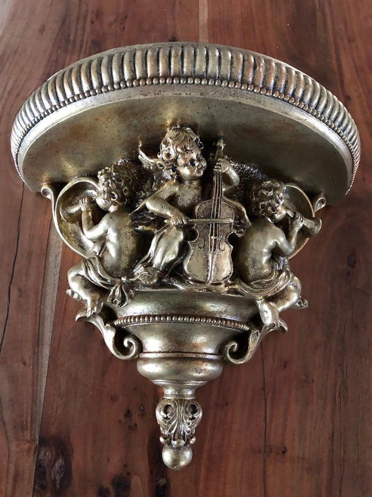 Wandornament-console, polystone, engel-music-gold. - Afbeelding 5