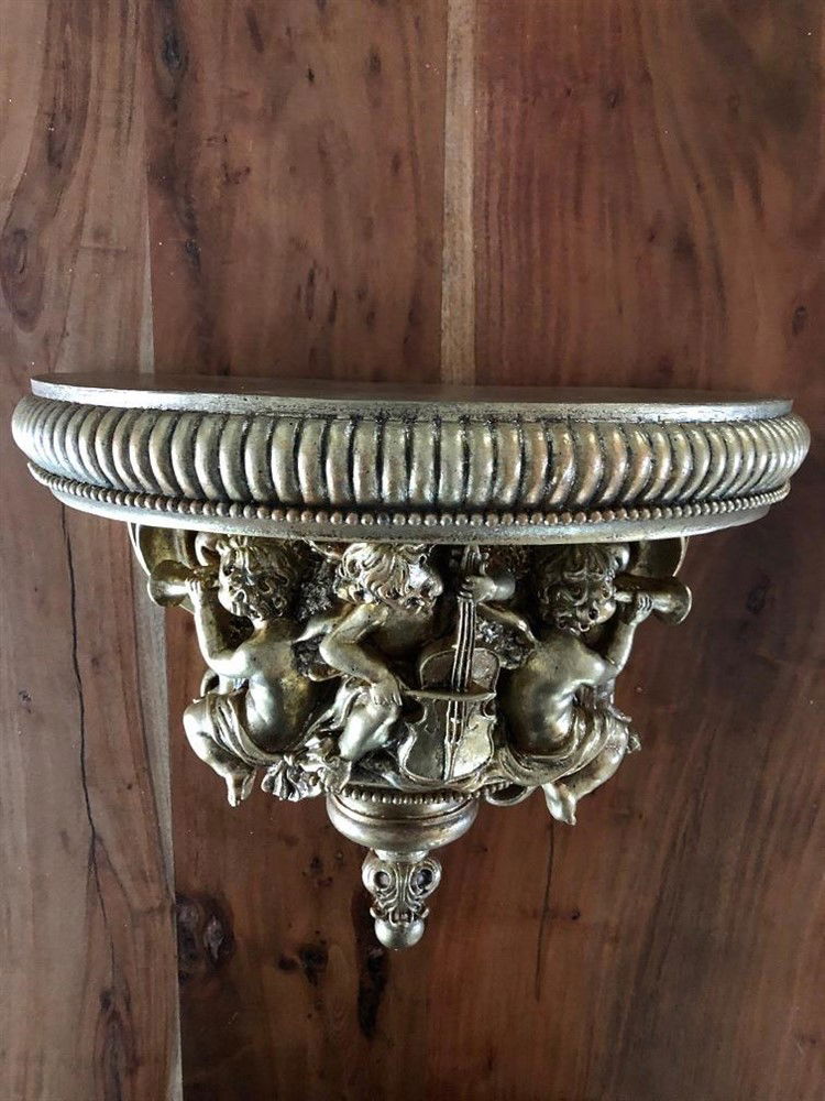 Wandornament-console, polystone, engel-music-gold. - Afbeelding 6
