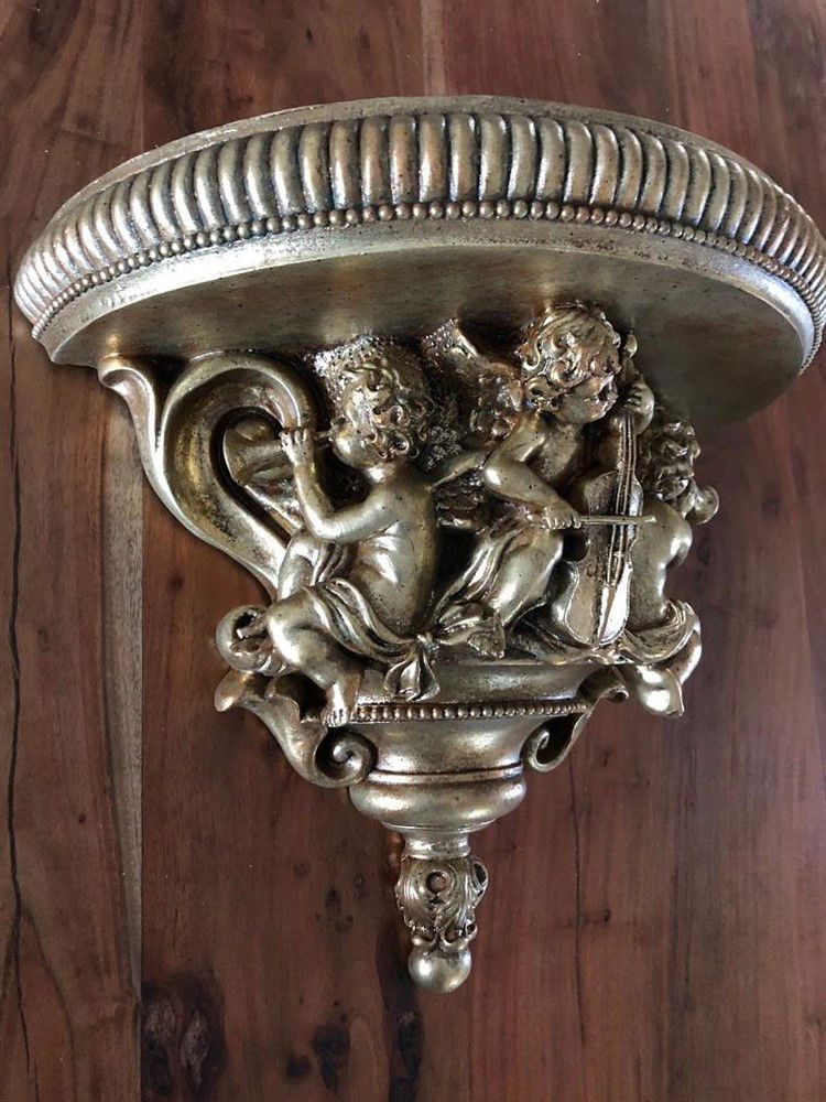 Wandornament-console, polystone, engel-music-gold. - Afbeelding 8