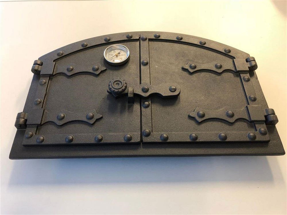 1 deur pizza oven + temp. meter, gietijzer onbehandeld - Afbeelding 2