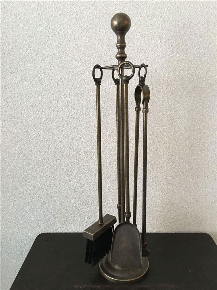 1 Haard Gereedschap set, gepatineerd messing. - nr. 1