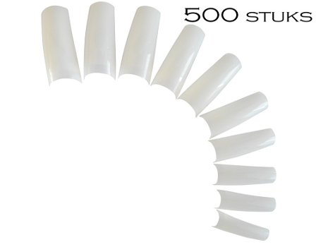 NATURAL nagel tips, kort opzetstuk, 500 stuks - 0