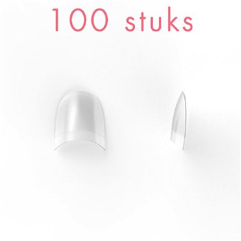 Rounded ' CLEAR manicure tips kort opzetstuk, 100 stuks - 0