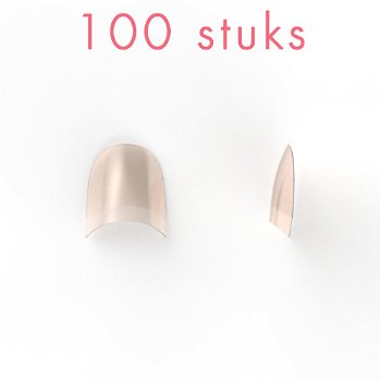 ' Rounded ' NATURAL nagel tips kort opzetstuk, 100 stuks - 0