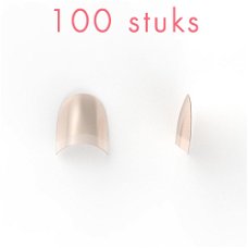  ' Rounded ' NATURAL nagel tips kort opzetstuk, 100 stuks