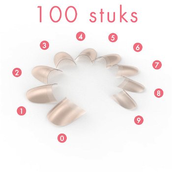 ' Rounded ' NATURAL nagel tips kort opzetstuk, 100 stuks - 1