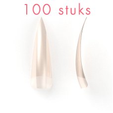  Stiletto nagel tips, NATURAL met breed opzetstuk, 100 stuks