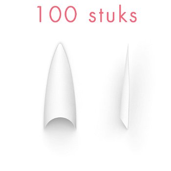 Stiletto nagel tips, WIT breed opzetstuk, 100 stuks - 0