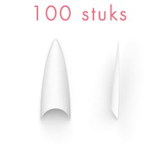  Stiletto nagel tips, WIT breed opzetstuk, 100 stuks