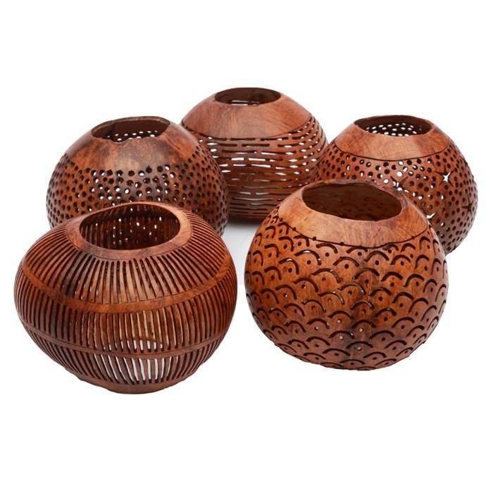 Leuke Kokosnoot Waxinelichthouders (Set van 3 stuks) - nr. 1