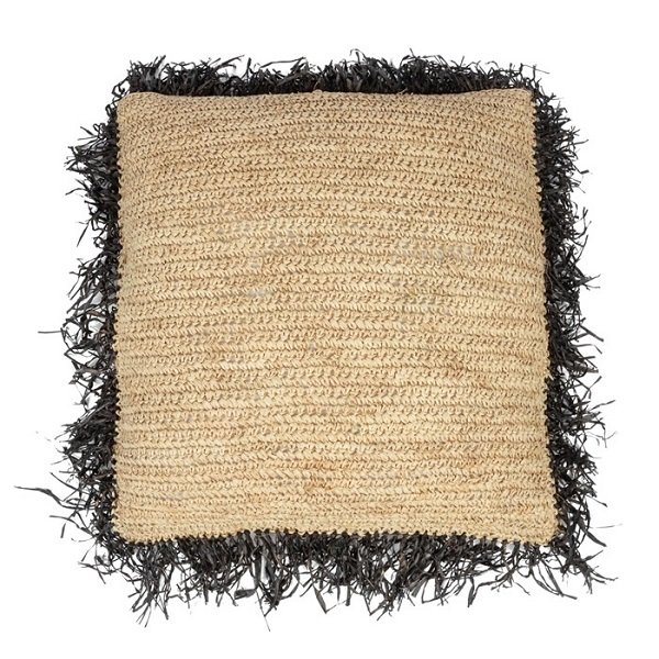 Boho Kussen Raffia Square – Tweekleurig - nr. 1