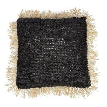 Boho Kussen Raffia Square – Tweekleurig - 1