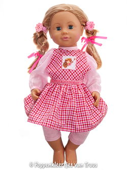 Chou Chou 42 cm Jurksetje ruitjes/roze
