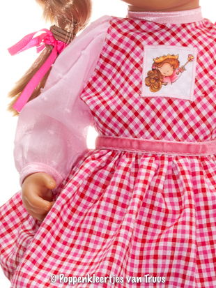 Chou Chou 42 cm Jurksetje ruitjes/roze - Afbeelding 2