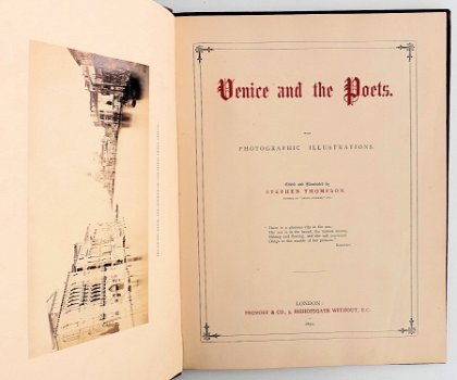 [Venetië] Venice and the Poets 1870 Met 10 Originele Foto's - 2