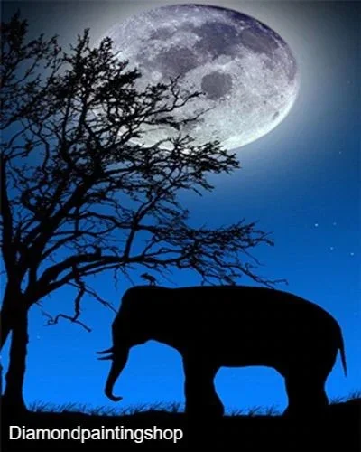 FULL Diamond painting elephant blue L - nr. 1