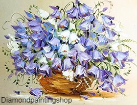FULL Diamond painting basket purple flowers L - nr. 1