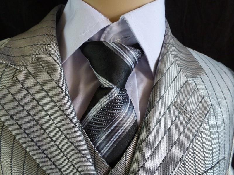 nieuw Kinder kostuum jongens bruidsjonker kleding zilvergrijs krijtstreep - Afbeelding 3