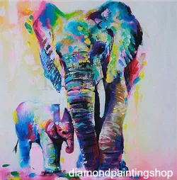 OPRUIMING: Diamond painting colorful elephant XL GERESERVEERD
