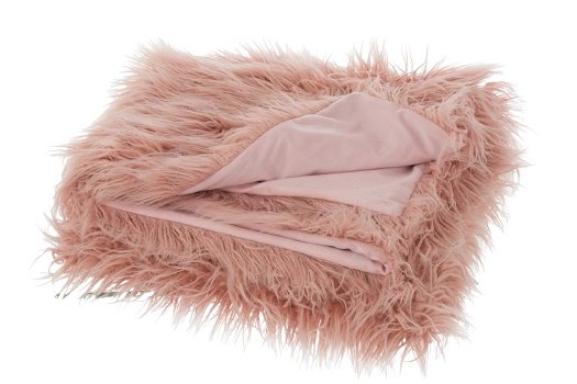 Fluffy Plaid van nepbont in Wit, Roze of Beige - 1