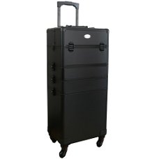 Aluminium 4 wielen kappers trolley 7 in 1 MAT ZWART