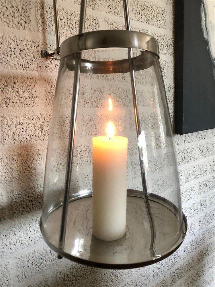 Grote stalen-nikkelen wandkandelaar,glas, nikkel-LAATST - Afbeelding 6