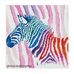 OPRUIMING: Diamond painting colorful zebra L
