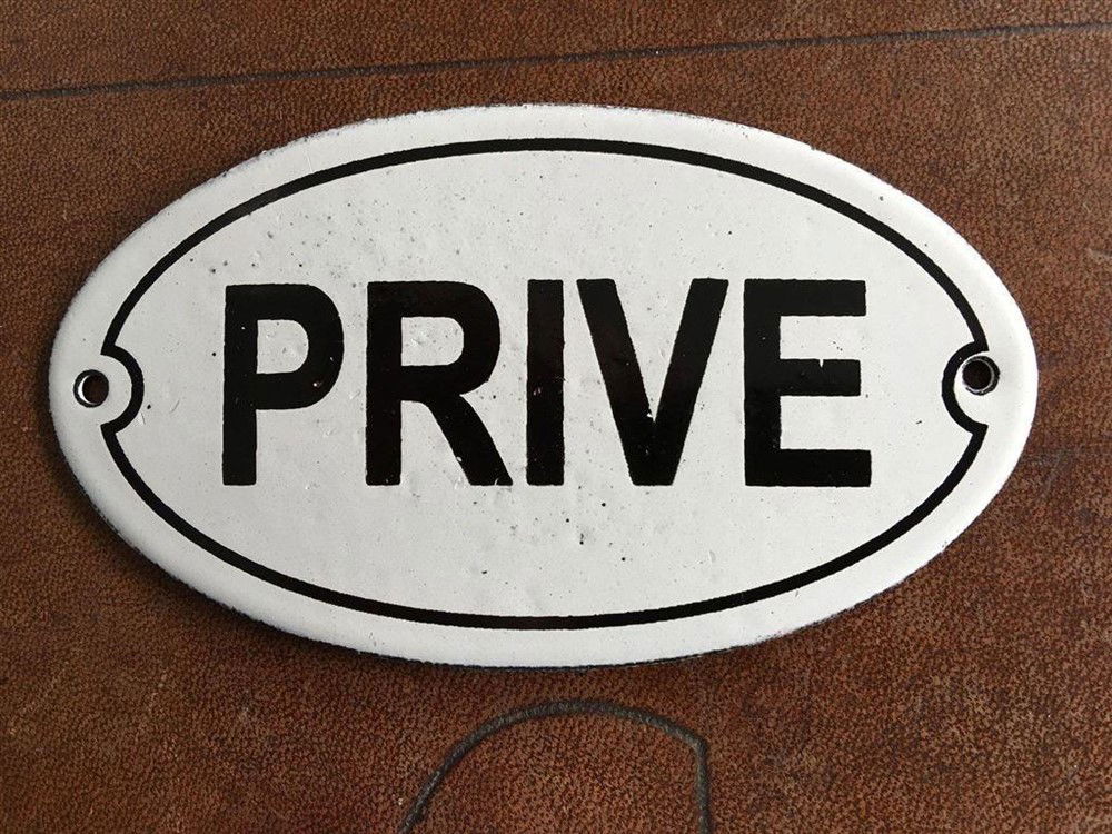 Bordje emaille- prive- voor op de deur.deco-deur - nr. 1