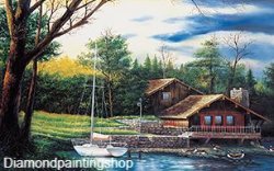 FULL diamond painting nature boat (SQUARE)