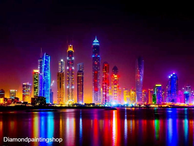 FULL diamond painting colorful city night (SQUARE) - nr. 1