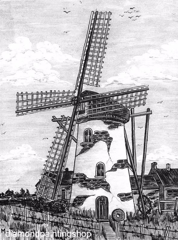 FULL diamond painting windmill (SQUARE) - nr. 1