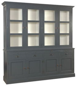Buffetkast grijs met witte binnenkant 225 x 50/40 x 225cm