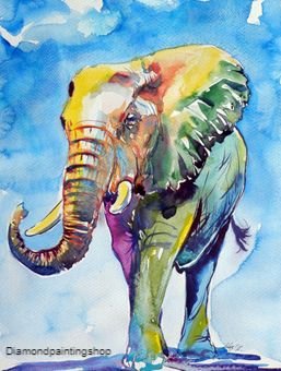 FULL diamond painting colorful elephant 2 (SQUARE) - nr. 1