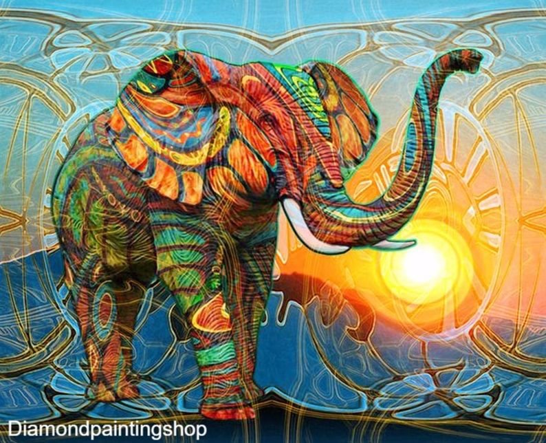 FULL diamond painting abstract elephant (SQUARE) - nr. 1