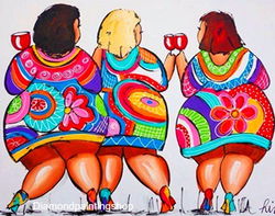 FULL diamond painting fat ladies wine (SQUARE)
