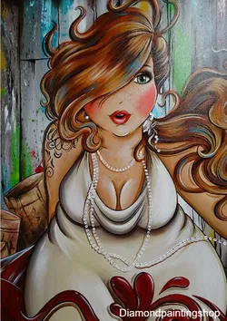 FULL diamond painting fat lady white dress (SQUARE)