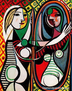 FULL diamond painting Picasso meisje voor spiegel (SQUARE)