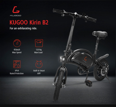 KUGOO Kirin B2 Folding Moped Electric Bike E-Scooter with Pedals 400W Brushless - 1