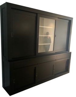 Buffetkast zwart Vaassen greeploos 260 x 220cm dichte zijdeuren