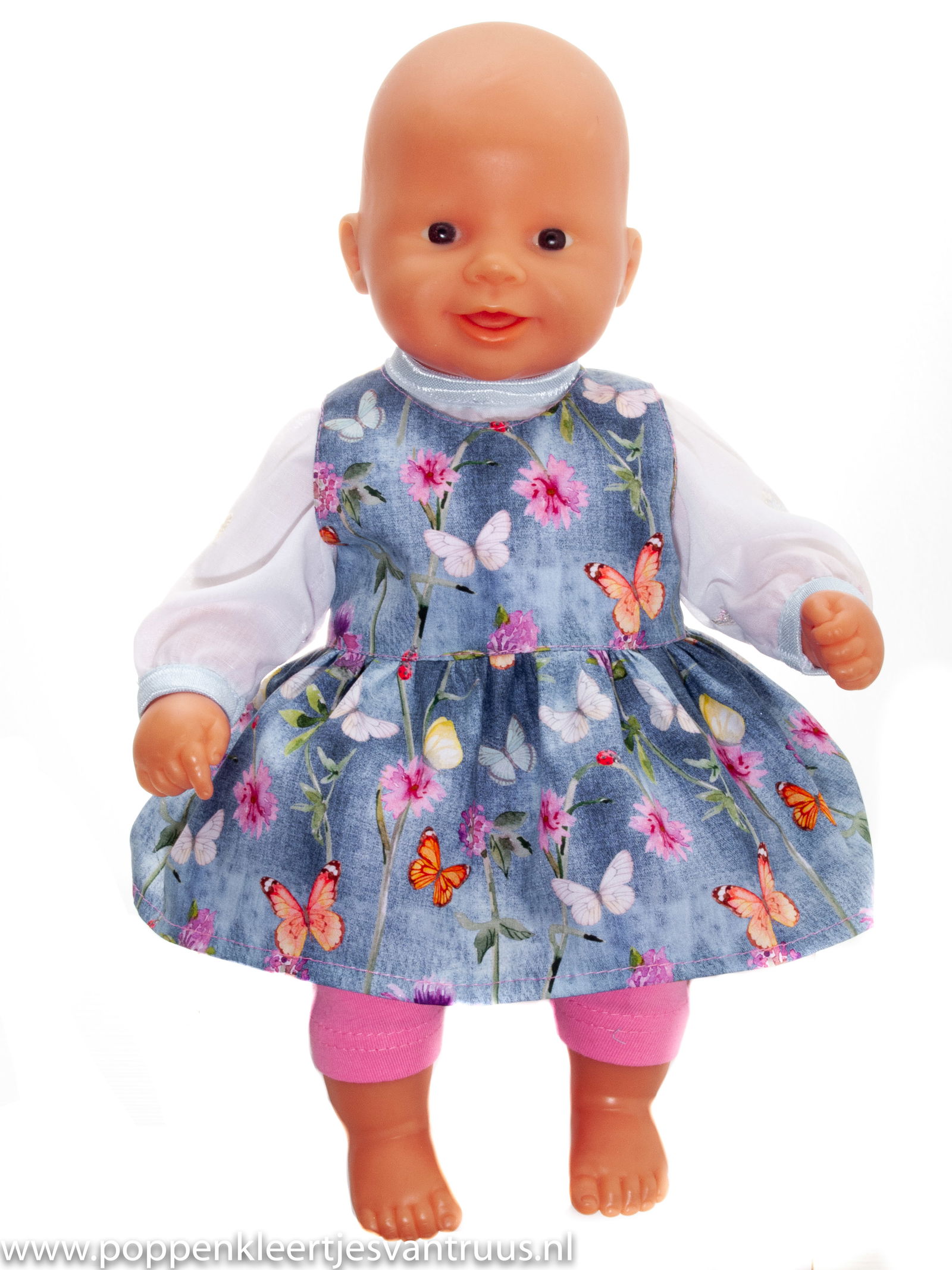 Chou Chou 36 cm 3 dlg. Overgooiersetje bloem/vlinders - nr. 1