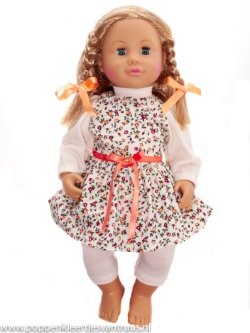 Chou Chou 42 cm Jurksetje bloemetjes/ecru