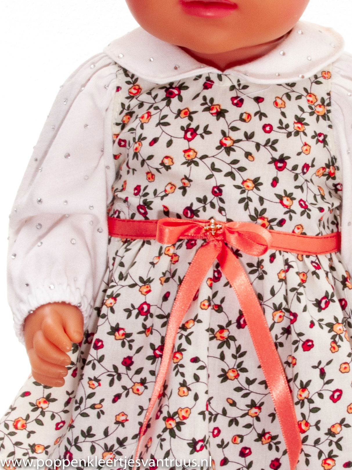 Baby Born 43 cm Jurksetje bloemetjes /ecru - Afbeelding 2