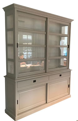 Buffetkast Nijkerk zijdegrijs - wit 200 x 50/40 x 240