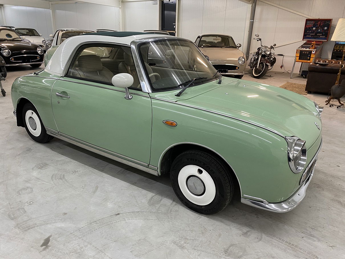 Hele mooie Nissan Figaro in Emerald Groen met nieuw linnen dak! - Afbeelding 5