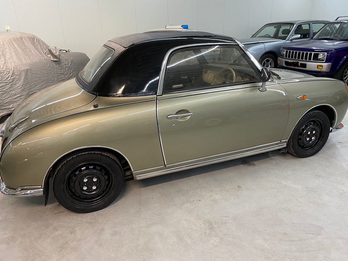 Hele mooie Nissan Figaro in brons Metallic met nieuw zwart dak - Afbeelding 8